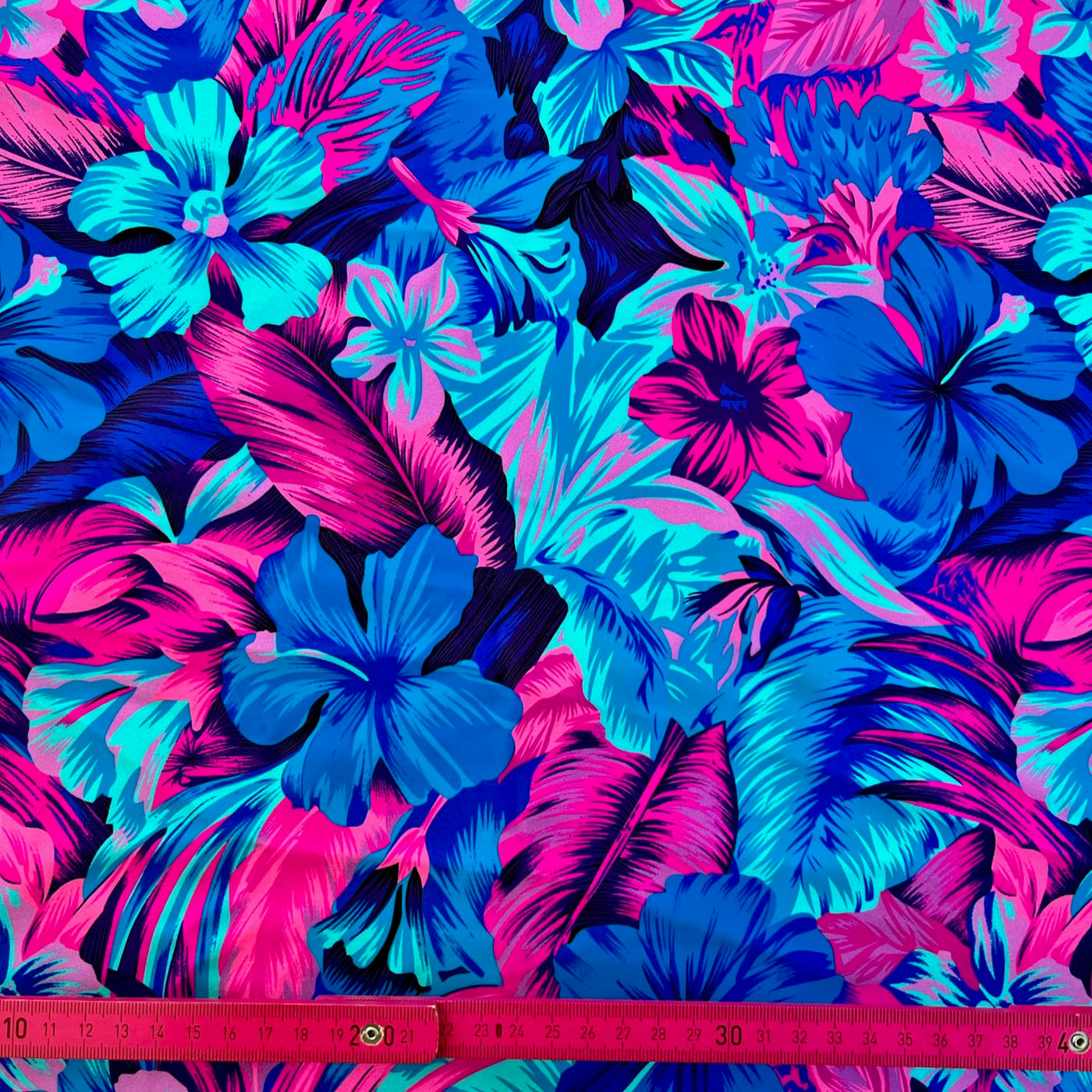 437 Lycra matt Blüten pink blau mint