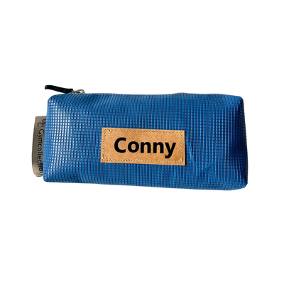 Etui Turnmattenstoff blau & Name