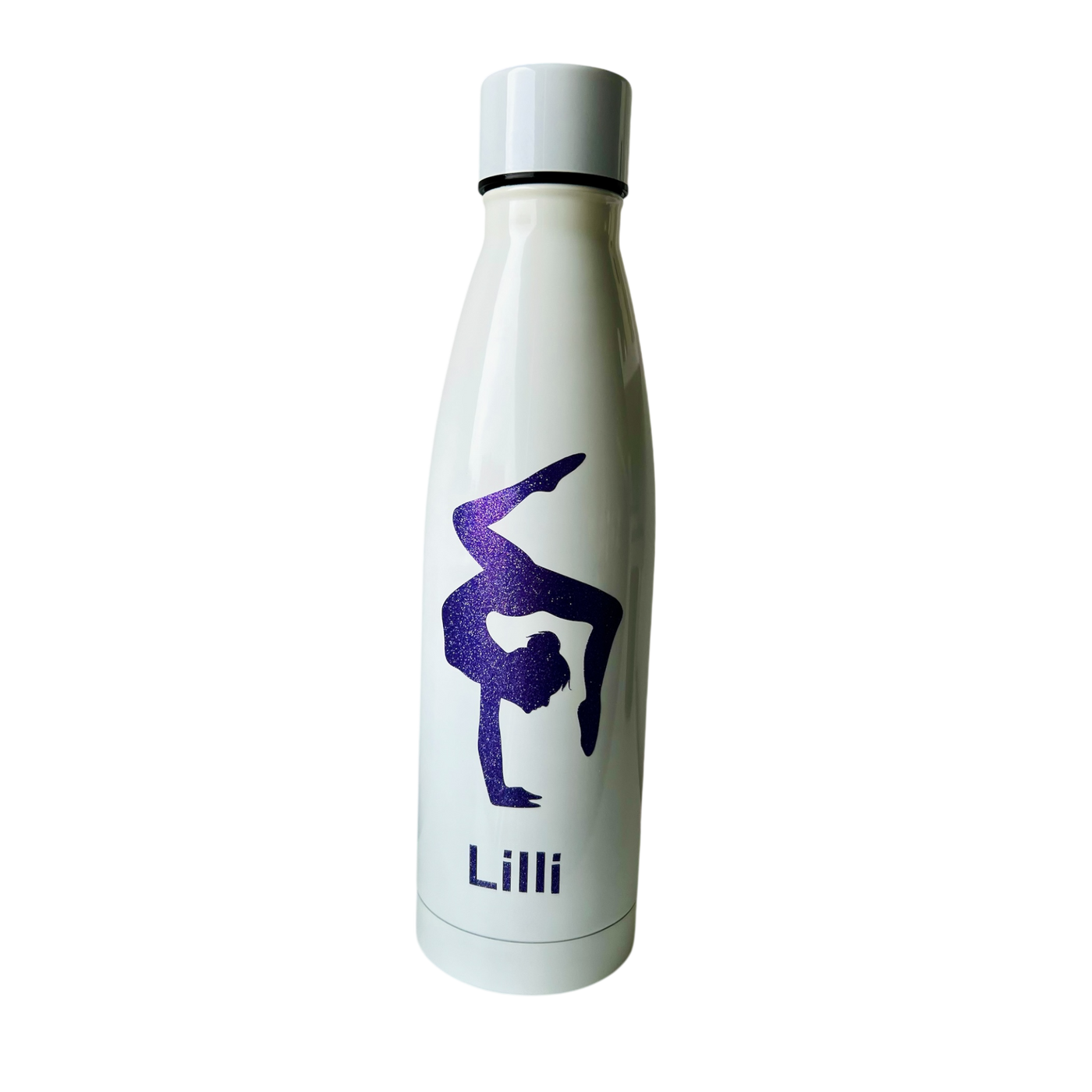 Trinkflasche weiß lila