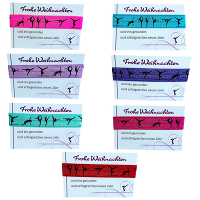 Haargummi mit Turnmotiven & Weihnachtskarte - 7 Farben