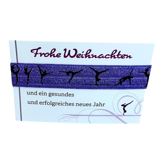 Haargummi mit Turnmotiven & Weihnachtskarte - 7 Farben