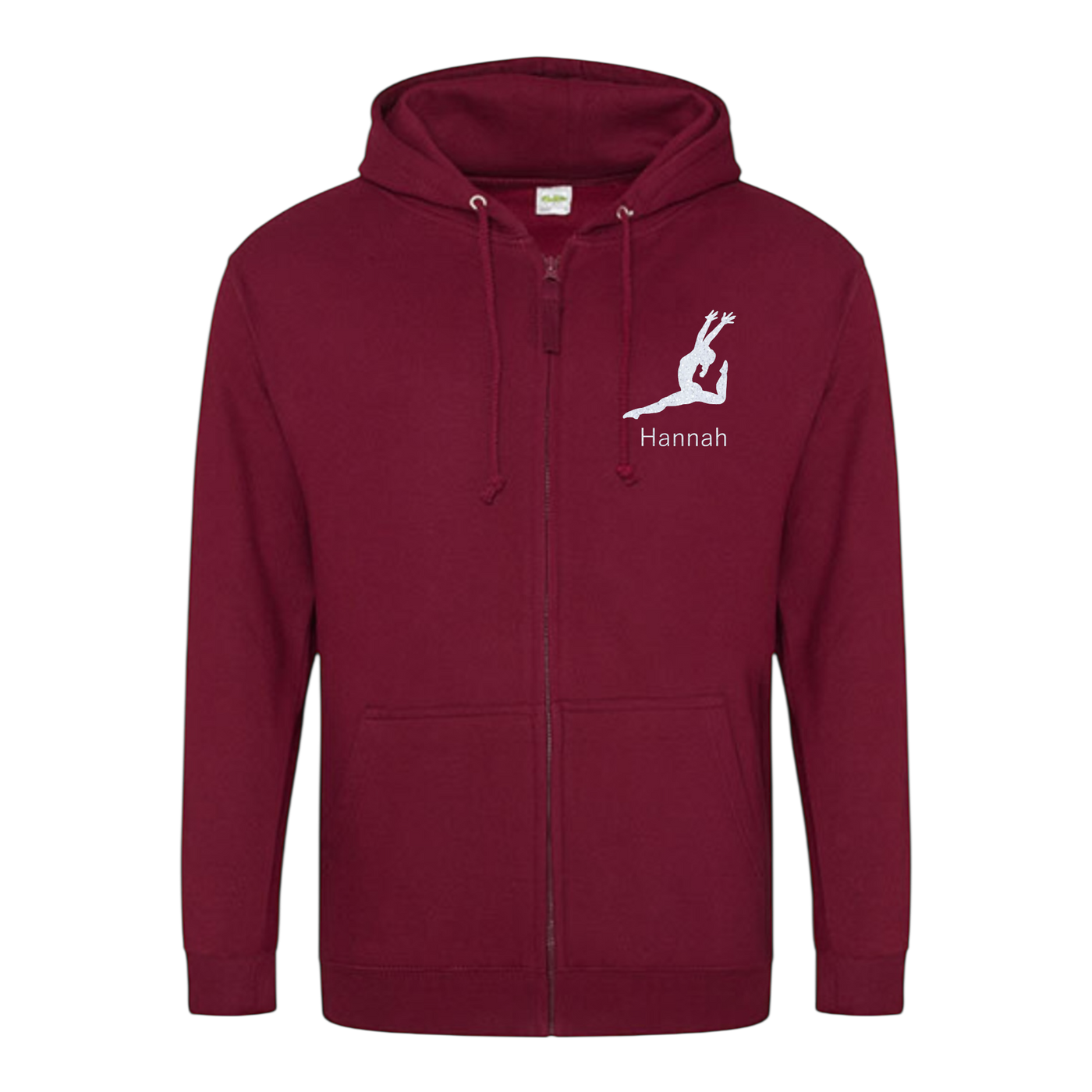 Sweatjacke Damen bordeaux - Turnerin & Name