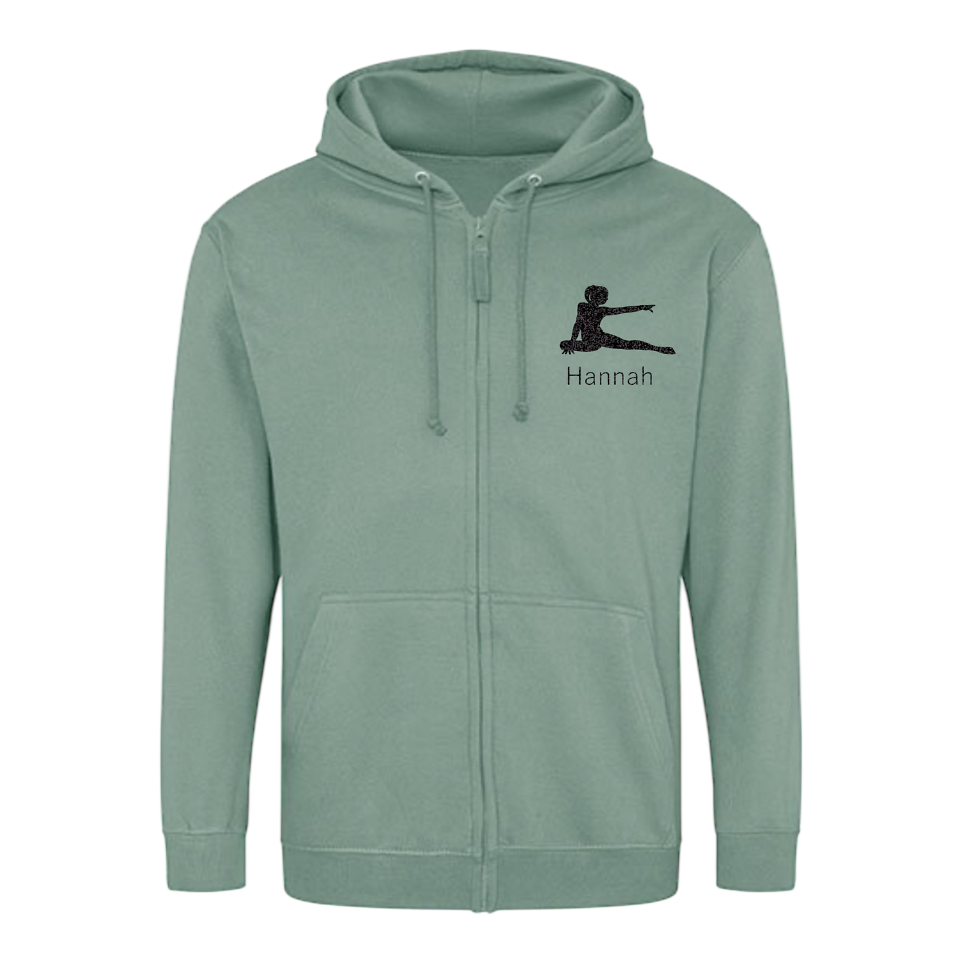 Sweatjacke Damen pudergrün - Turnerin & Name