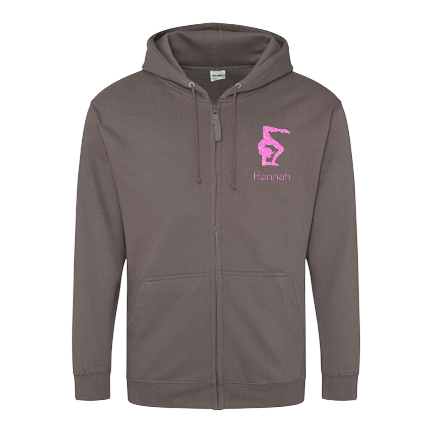 Sweatjacke Damen stahlgrau - Turnerin & Name