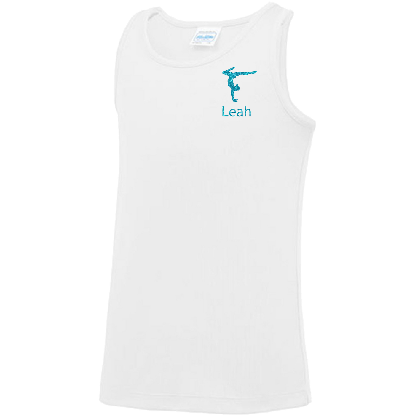 Sporttop weiß Kids, Turnmotiv & Name