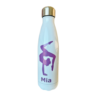 Trinkflasche weiß rosa - weißer Deckel