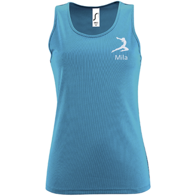 Tanktop aqua, Turnmotiv & Name
