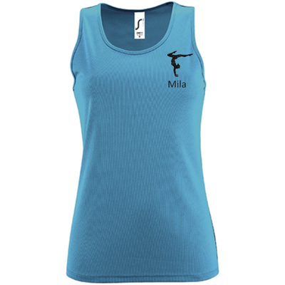 Tanktop aqua, Turnmotiv & Name