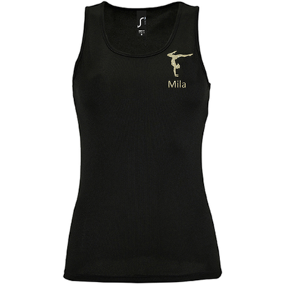 Tanktop schwarz, Turnmotiv & Name