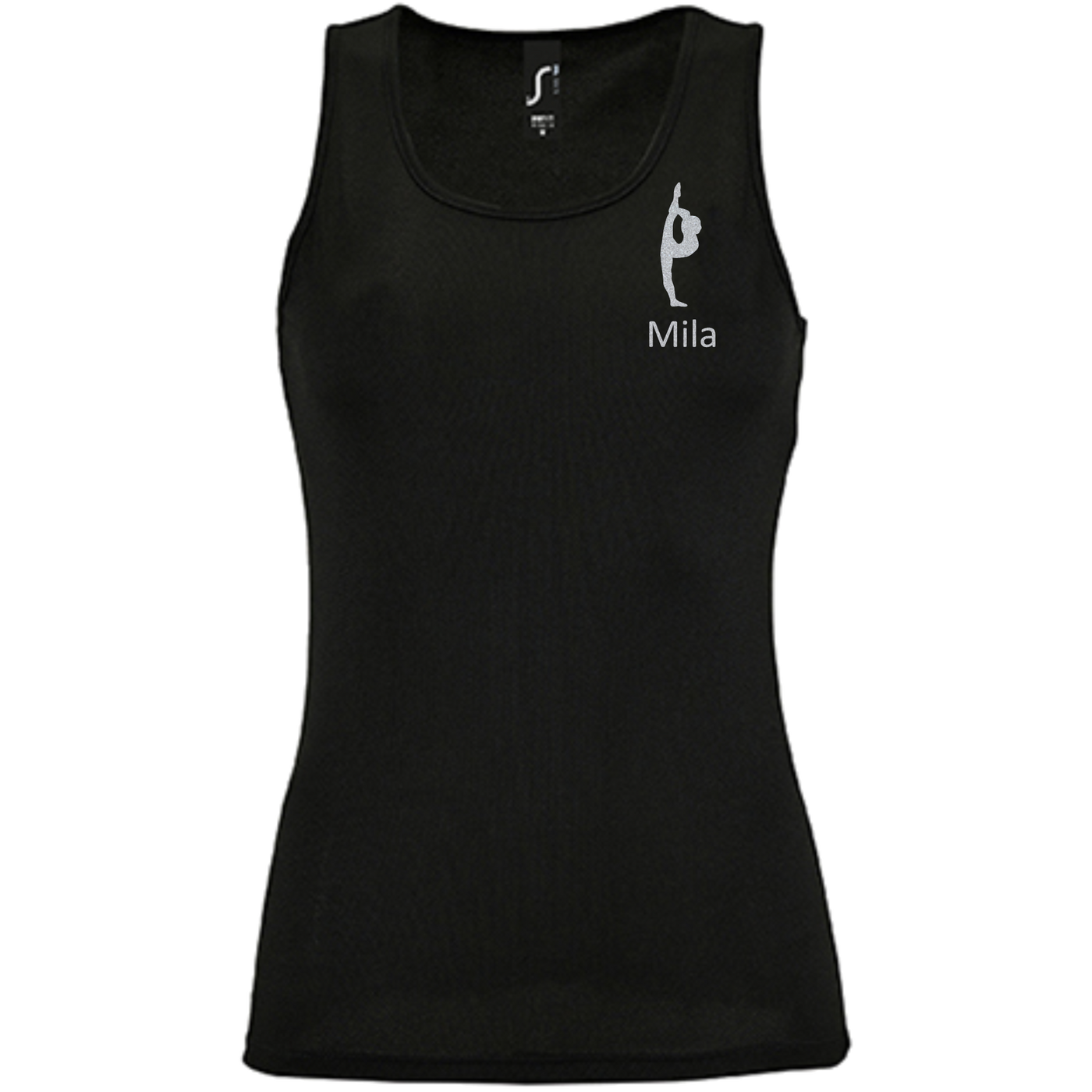 Tanktop schwarz, Turnmotiv & Name