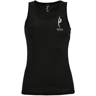 Tanktop schwarz, Turnmotiv & Name