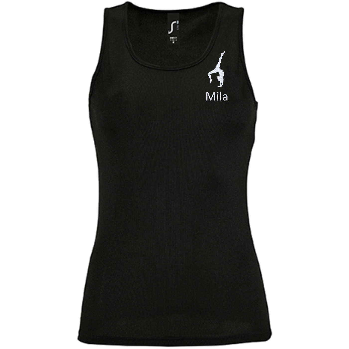 Tanktop schwarz, Turnmotiv & Name