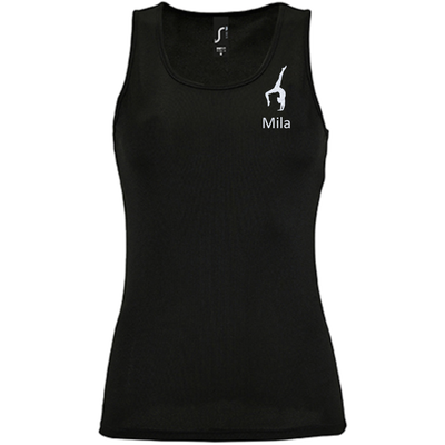 Tanktop schwarz, Turnmotiv & Name
