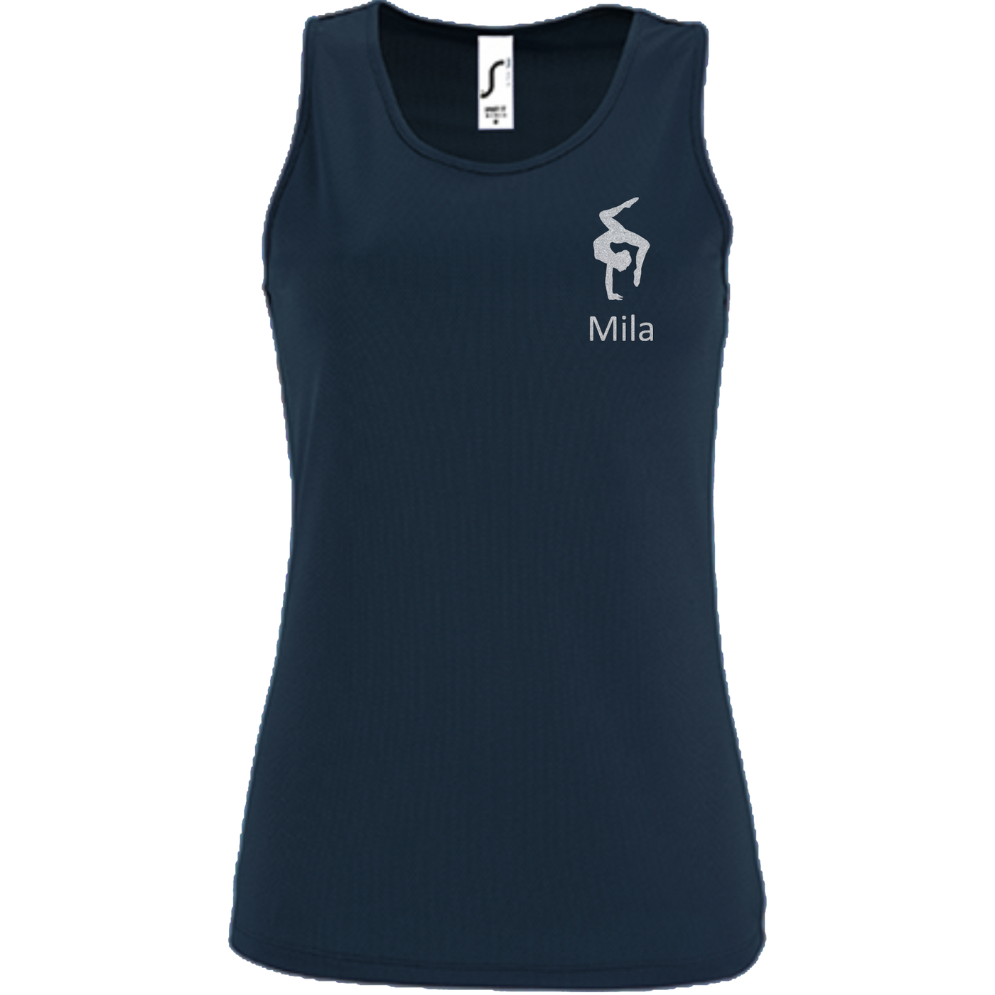 Tanktop dunkelblau, Turnmotiv & Name