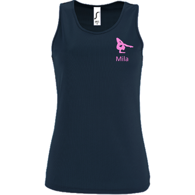 Tanktop dunkelblau, Turnmotiv & Name