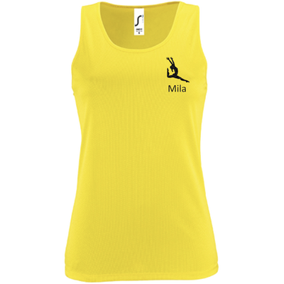 Tanktop neongelb, Turnmotiv & Name