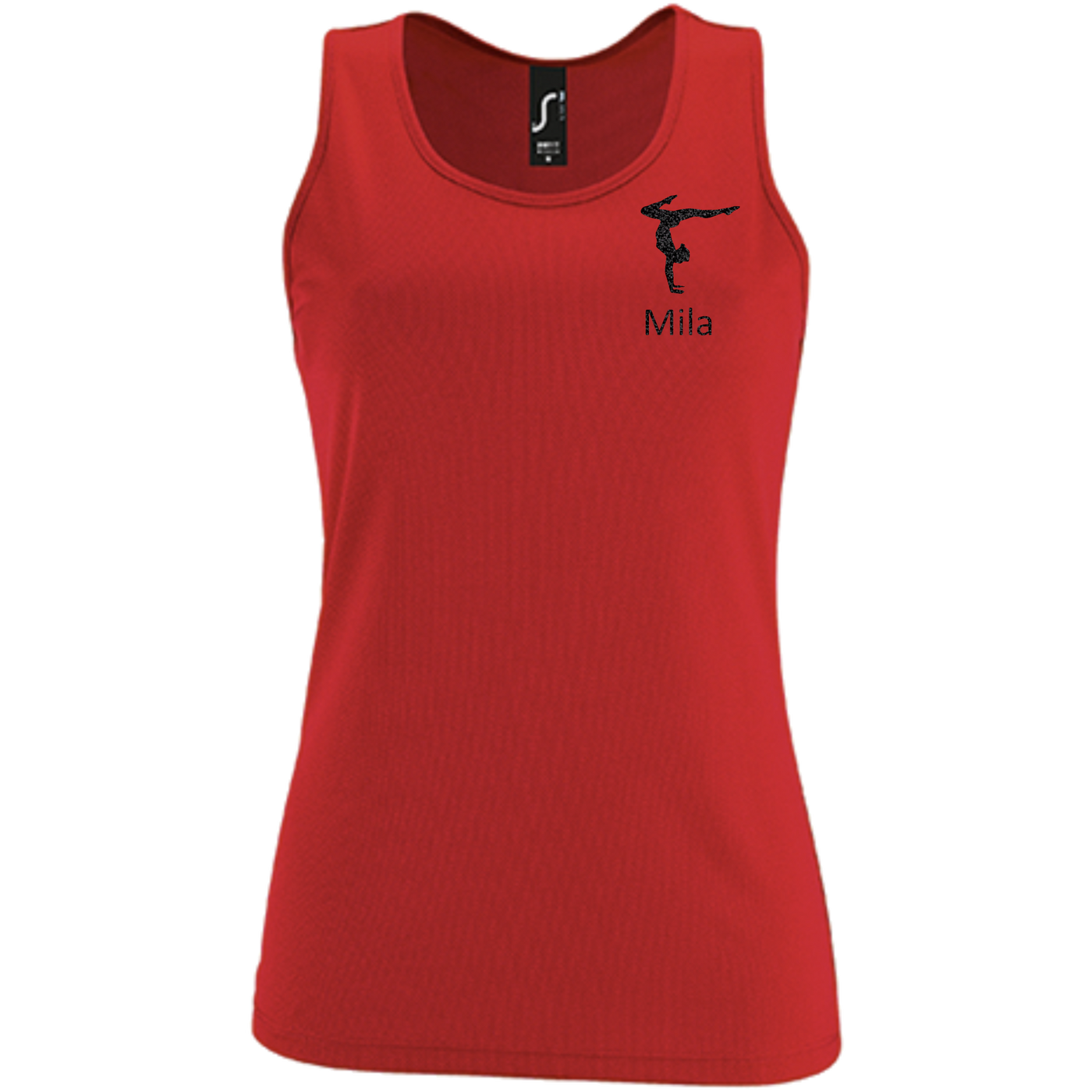 Tanktop rot, Turnmotiv & Name
