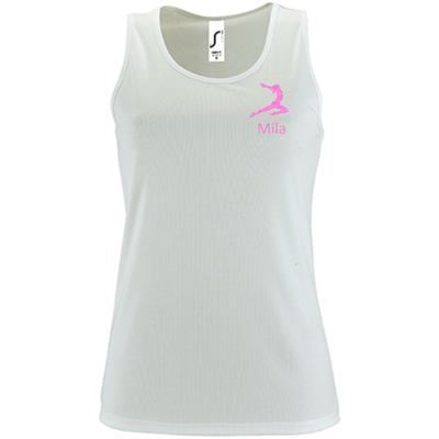Tanktop weiß, Turnmotiv & Name