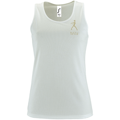 Tanktop weiß, Turnmotiv & Name