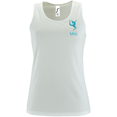 Tanktop weiß, Turnmotiv & Name
