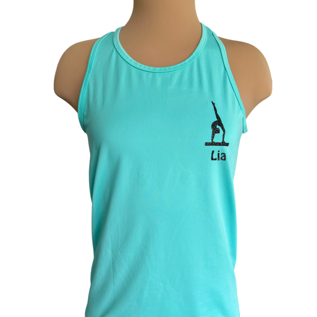 Angebot: Sporttop mint mit Turnmotiv & Name