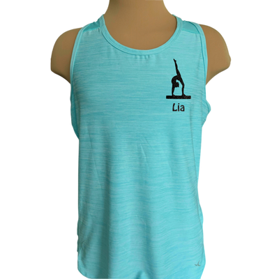 Angebot: Sporttop mint meliert mit Turnmotiv & Name