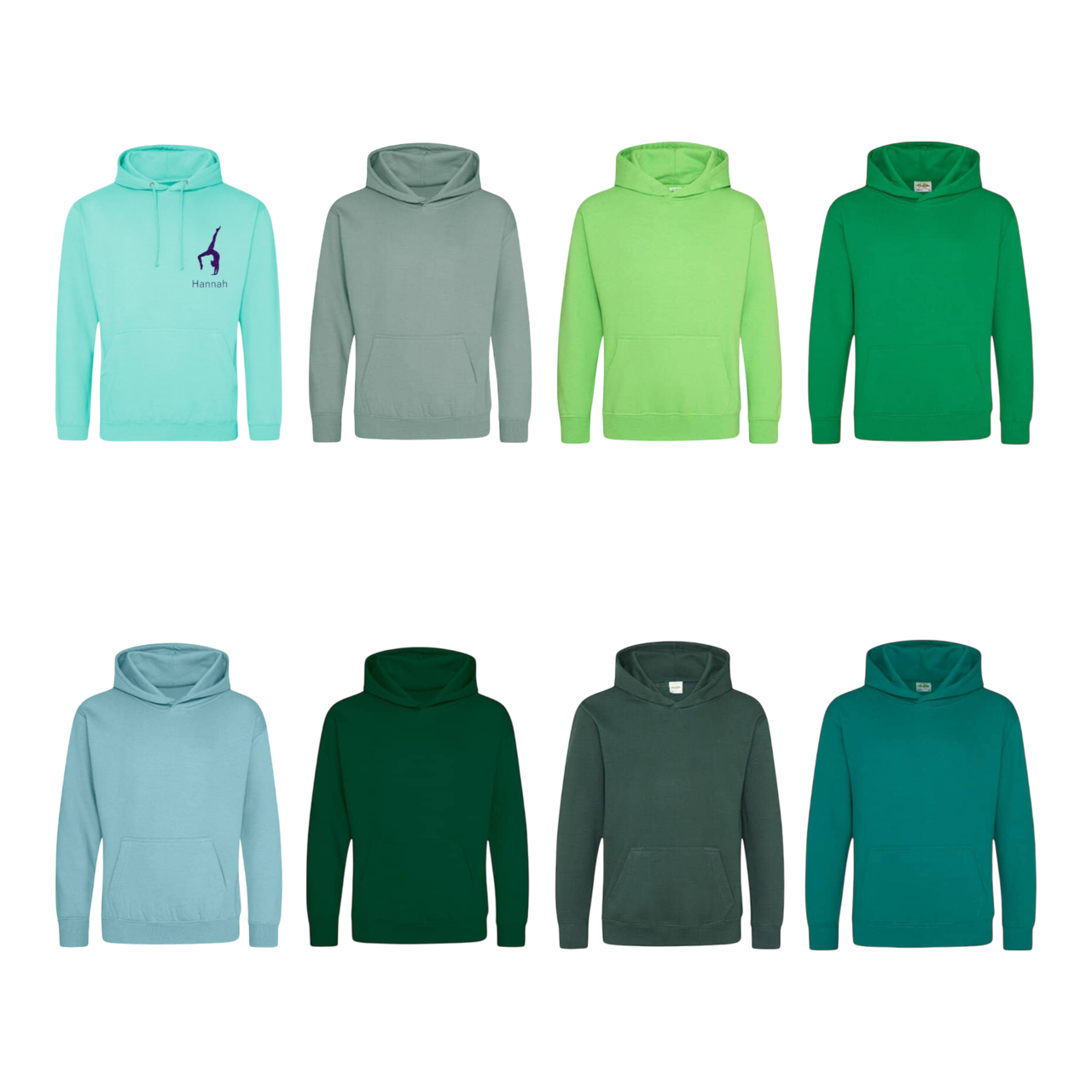 Vereins-Hoodies bedruckt Grün Türkis