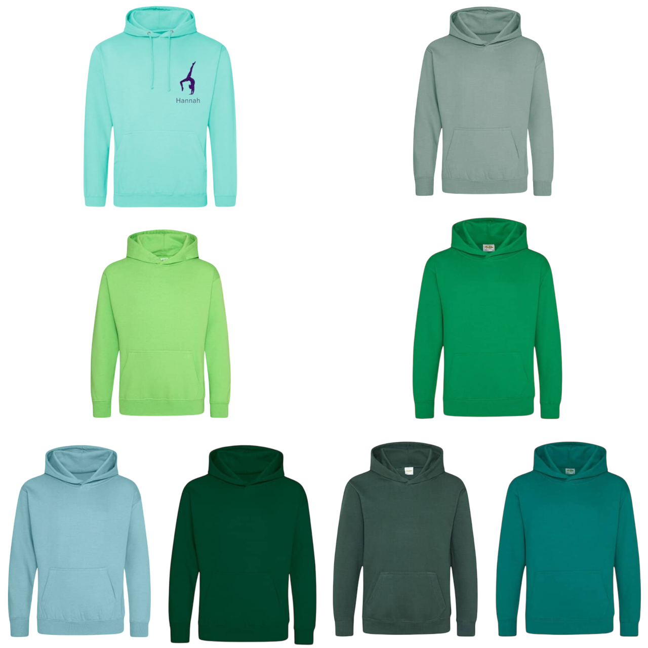 Vereins-Hoodies bedruckt Grün Türkis