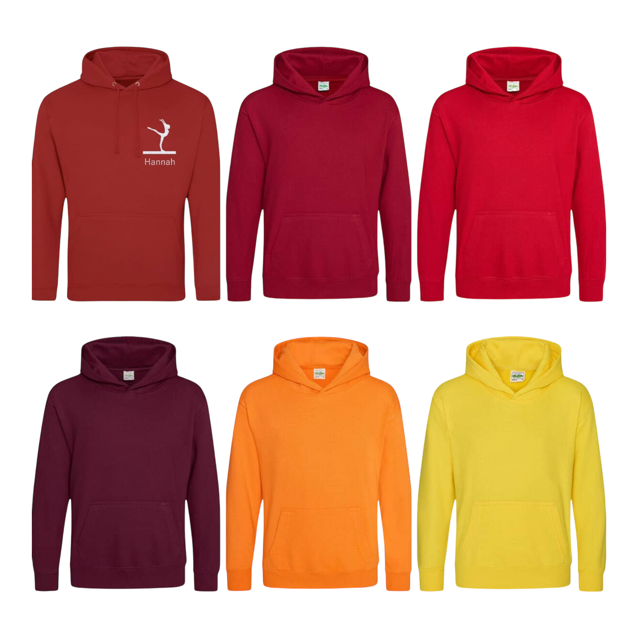 Vereins-Hoodies bedruckt Rot Gelb Orange
