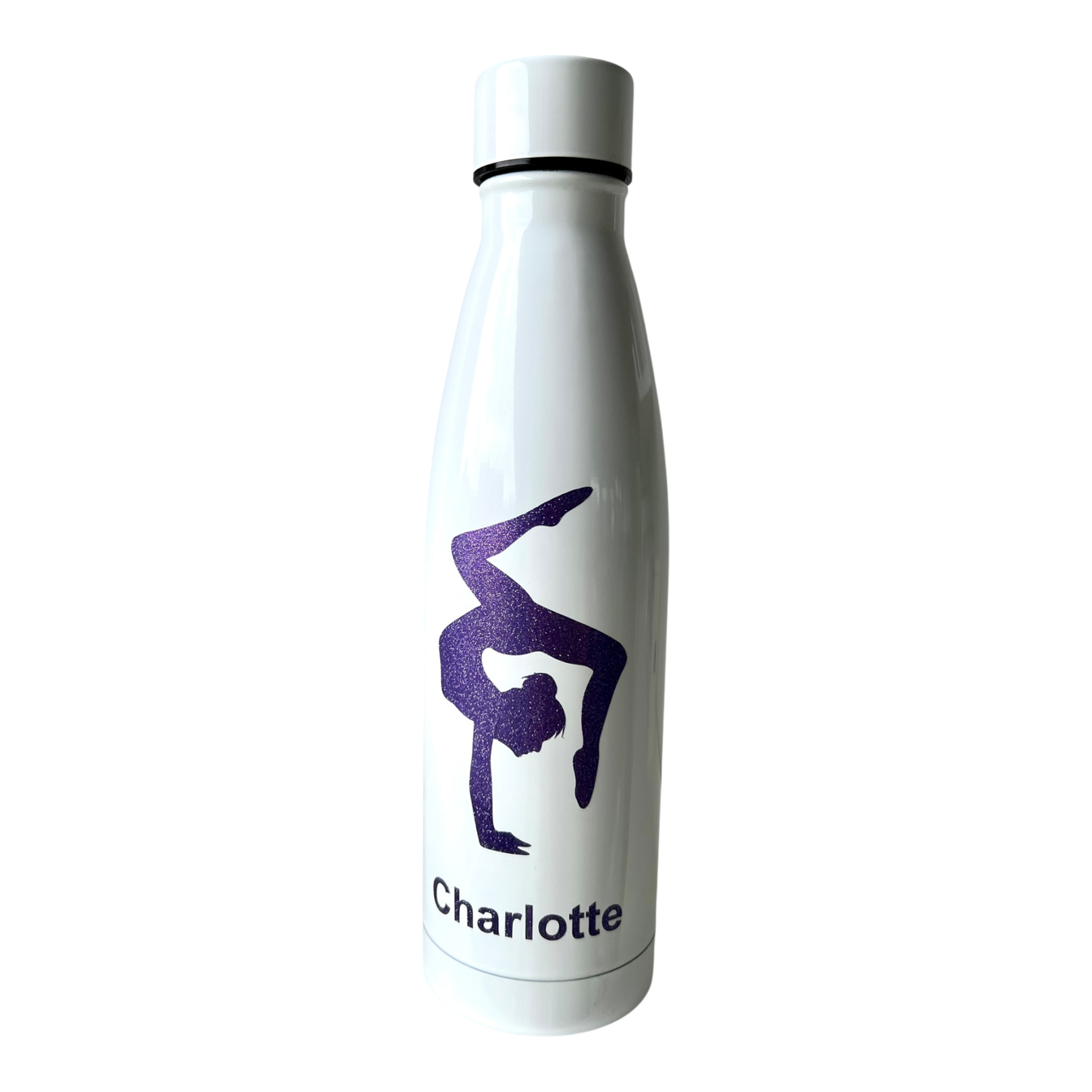 Trinkflasche weiß lila