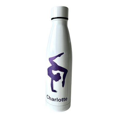 Trinkflasche weiß lila