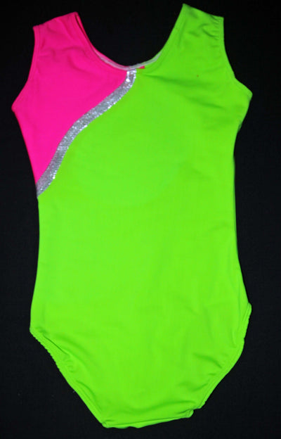 Anzug neon grün & pink Strass - ca. Gr. 134/140