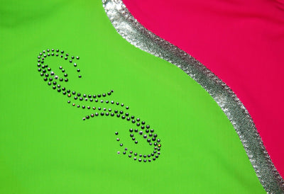 Anzug neon grün & pink Strass - ca. Gr. 134/140