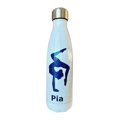 Trinkflasche weiß blau - weißer Deckel