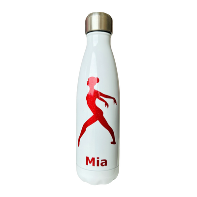 Trinkflasche weiß rot - weißer Deckel